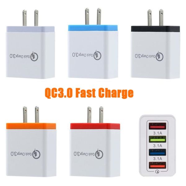 

4 usb fast phone charger 5v 3a multi-port travel charger plug fast charger mobile for iphone 12 11 pro max for samsung