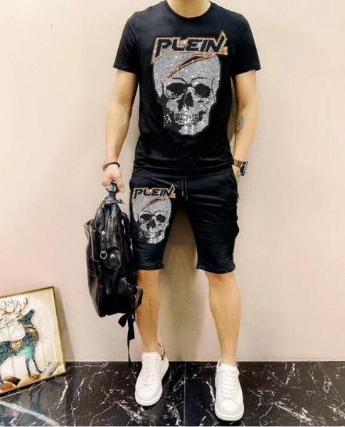 

new anime men diamond stone oversize suit fitness streetwear brand tracksuit two pieces, Gray