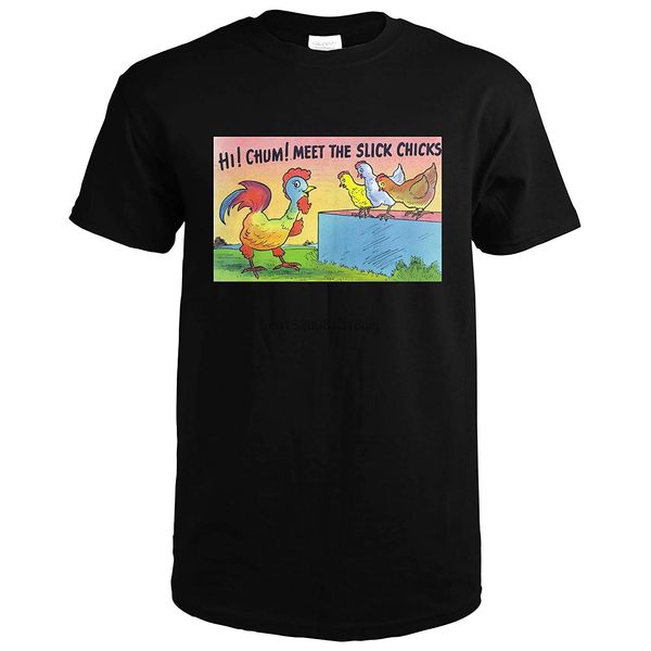 

comical cartoon - rooster and hens hi chum meet the slick chicks 25304 (black t-shirt small) sport hooded sweatshirt hoodie