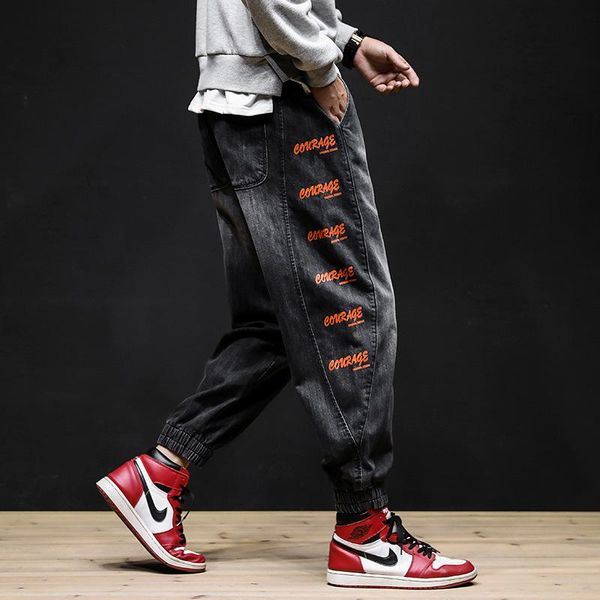 

men's jeans wholesale 2021 loose wild japanese large size 3xl casual trousers korean student tooling teenagers cropped, Blue