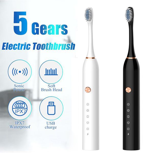 

powerful ultrasonic sonic electric toothbrushes for adults & teens, 5 modes with smart timer, usb rechargeable whitening toothbrush for ault