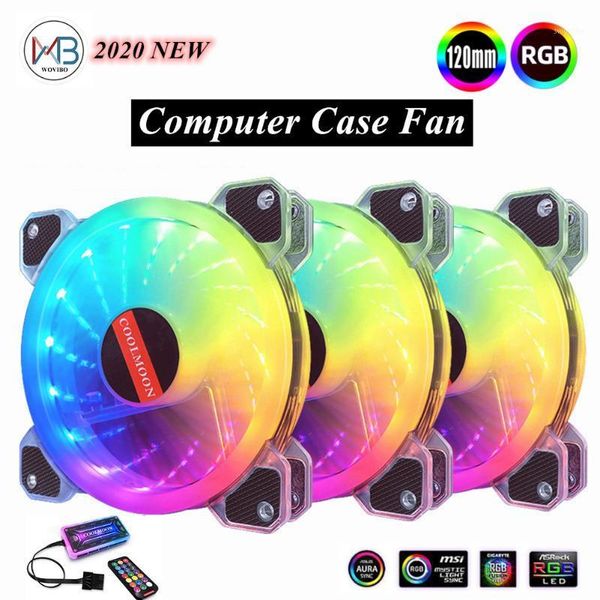

case fan 120mm cooling fan cooler pwm adjustable rgb led mute rgb pc computer case radiator with remote control1