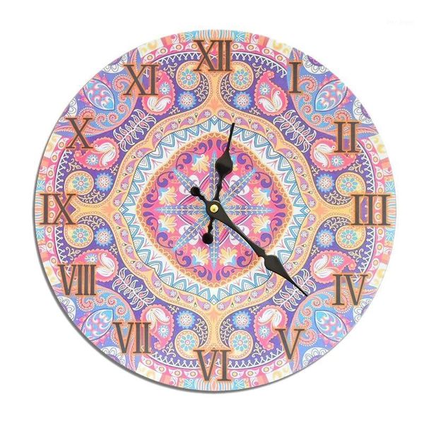 

mdf wall clock color printing board wall clock electronic frameless home decor1