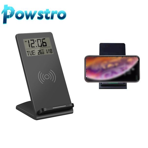 

fast wireless charger bracket power bank chargers lcd display deskcharging phone holder with digital alarm clock