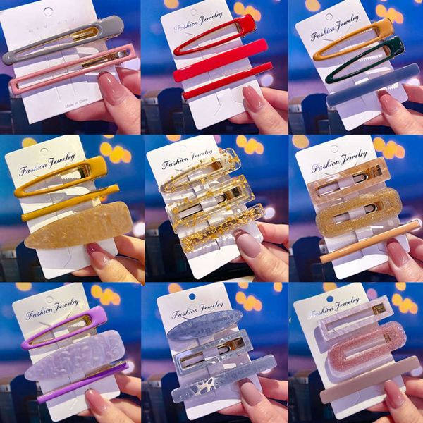 

acrylic barrettes headwear hair clip sets for women fashion geometric hairpins hair accessories headdress girl sweet bobby clip, Silver