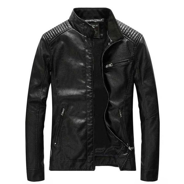 

men's jackets spring autumn pu leather jacket men casual stand collar with zipper pocket outwear coat plus size m-5xl, Black;brown