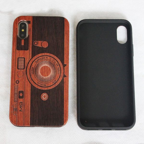 Kamera kreative Holz-Handyhüllen für iPhone X XR XS MAX 11 12 Mini OEM-Design Holz-Stoßstangenabdeckung stoßfest