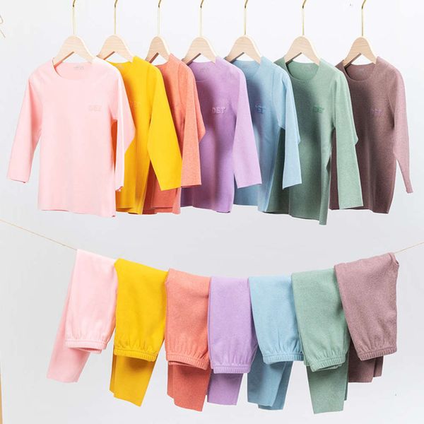 

children's underwear set plush pajamas thermal heat lock double-sided thin veet autumn and winter warm not bloated, Blue;red
