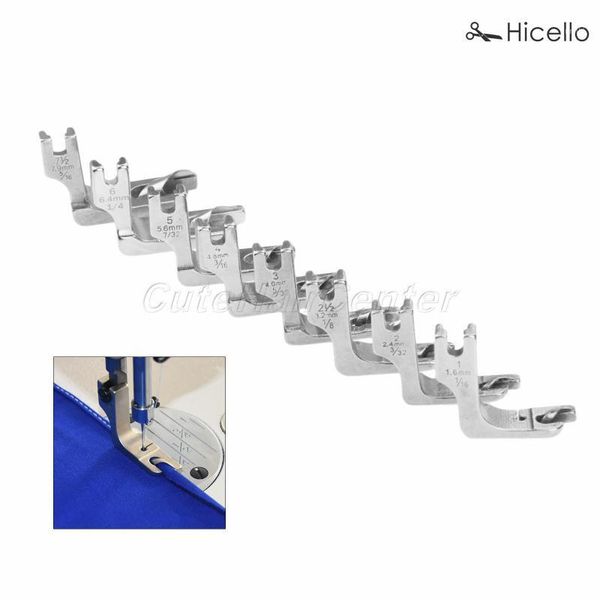 

1pc all size industrial sewing machine hemmer presser foot/feet hold fabric for single-needle flat bed machines 1.6-8mm hicello1, Black