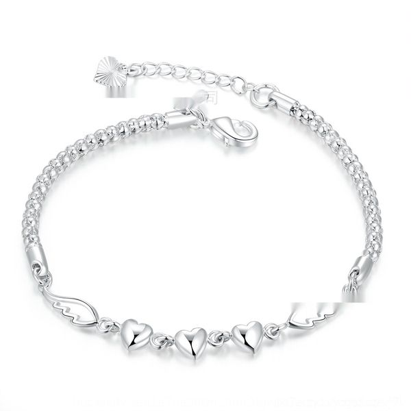 

d9uqk jinshi lake popular fashion silver women's heart simple feather plated love popular lake bracelet jinshi jewelry fashion silver p, Golden;silver