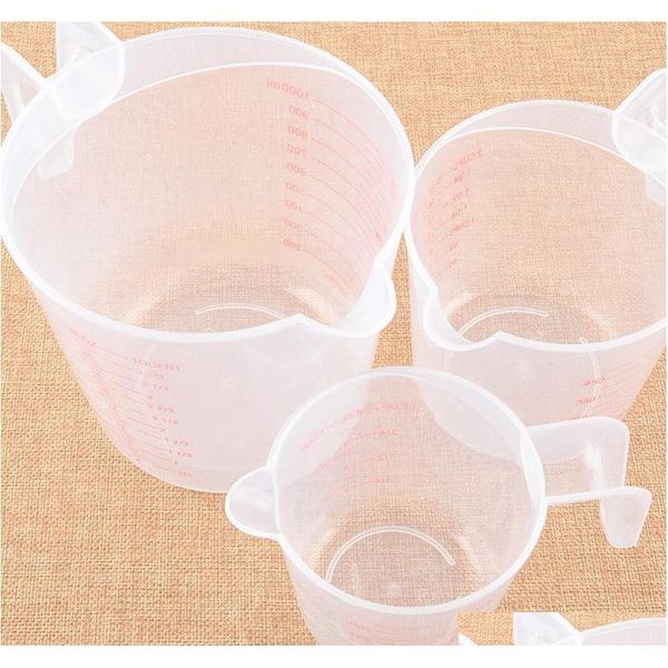 

250/500/1000ml plastic measuring cup clear scale show transparent mug +handle pour spout 3 sizes measur jlliny dhsybaby