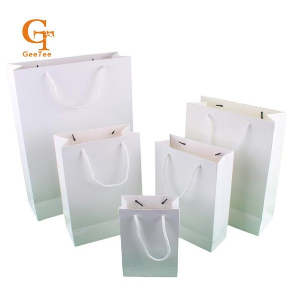 

gift wrap blank packaging bags with handle, white/black/kraft brown paper shopping packing for or wedding favor