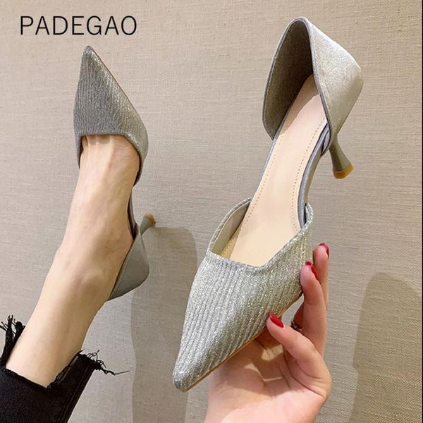 

womens shoes 2020 high heels pink shallow silk fashion high heels official elegant lady shoes, Black