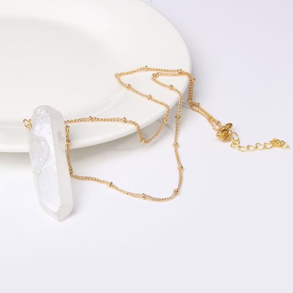 

pendant necklaces crystal necklace for women quartz charm chakra rock chain spiritual meditation yoga jewelry, Silver