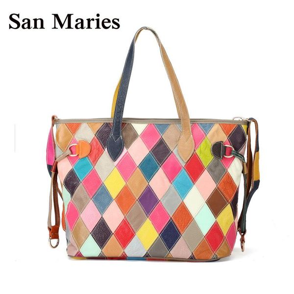 

san maries wholesale patchwork cow leather bags handbags women famous brands fashion women tote bag shoulder bags