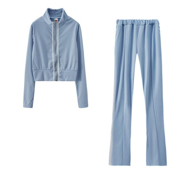 

women fashion zipper solid color sports suits ladies two piece sweatshirt and pant set winter female tracksuit sportwear #3, White;black