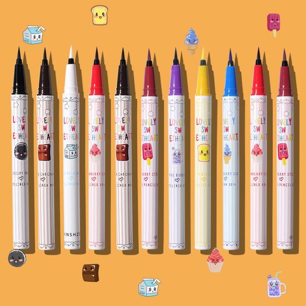 

color eyeliner, non-smudge, waterproof, long-lasting, fine white, brown, blue liquid eyeliner