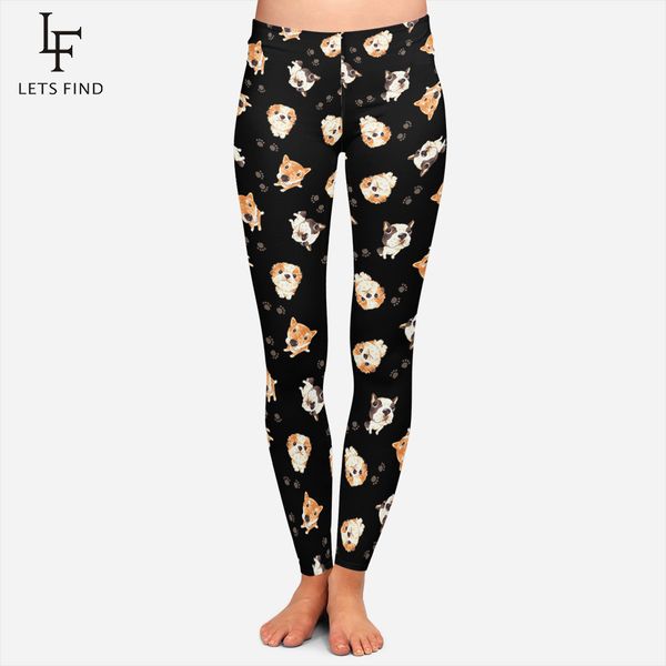 

new design dog leggings women 3d digital printing leggins plus size fashion black pants mid polyester casual legging 201202