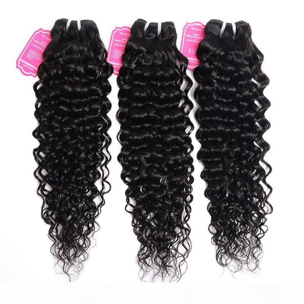 

brazilian virgin hair 3 bundles water wave hair weaves 95-100g piece water wave thick hair bundles from li&queen, Black;brown