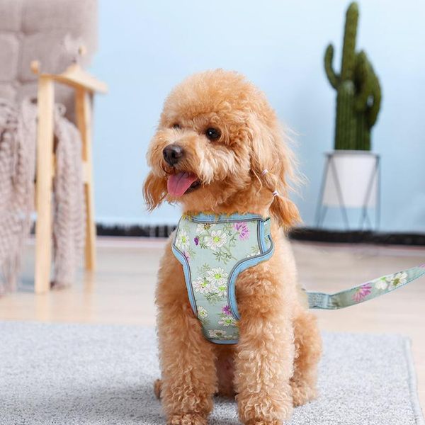 

fashion printed dog harness leash set reflective pet harness vest breathable dog harnesses for small medium dogs cats c bbyttt