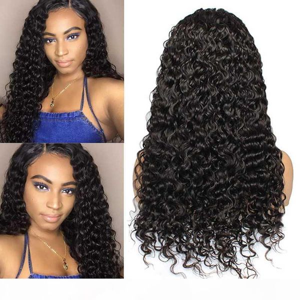 

water wave wig silk base wigs 13x4 lace front human hair wig pre plucked brazilian remy in stock full end natural, Black;brown