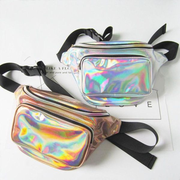 

waterproof laser fanny pack hip waist belt pouch women bag pu hologram money belts travel cashier bags