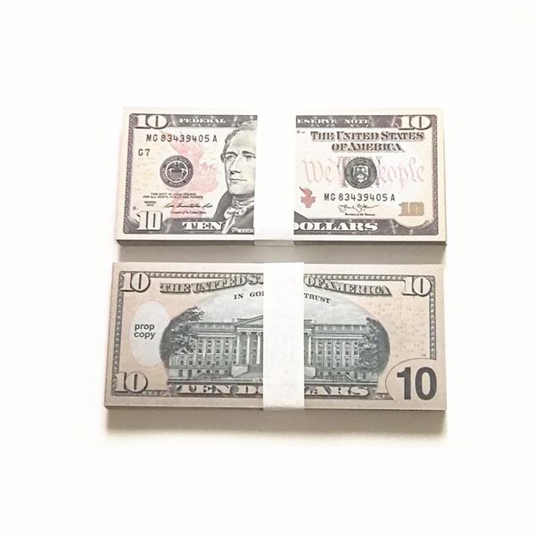 

us dollars bills pretend money 10 usd fake notes movie money counterfeit frank toys prop 100 pcs/pack