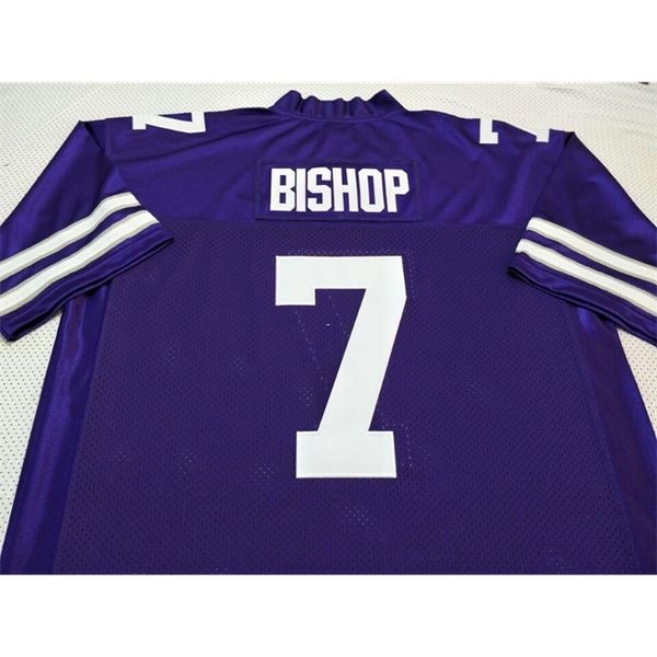 

rare kansas state wildcats michael bishop #7 real full embroidery jersey size s-4xl or custom any name or number jersey, Black