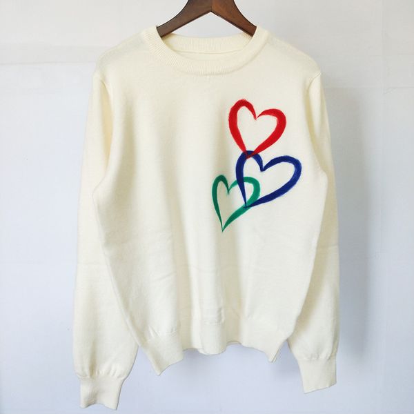 

women's designer clotheing winter new fashion love pattern round neck long sleeve thin knitted sweater for women, White;black