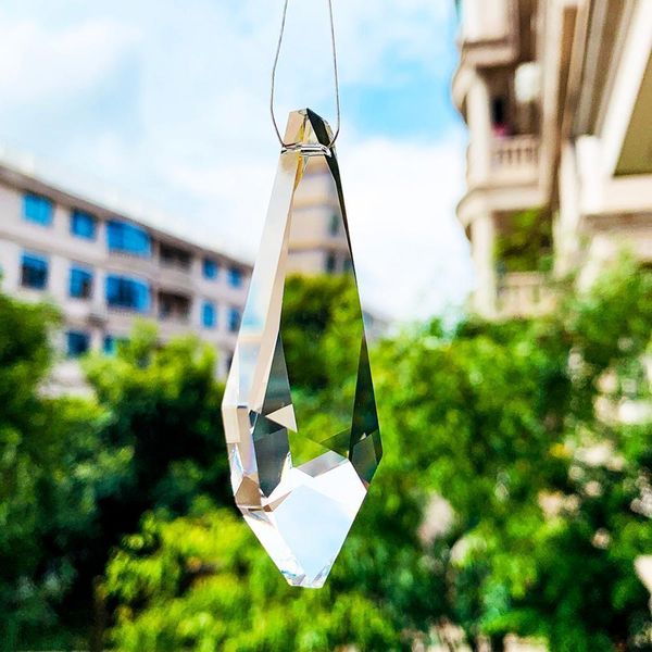 

75mm diamond faceted crystal prism lamp chandelier decor cut glass pendant diy suncatcher glass art hanging decor arrow lance h wmthuu