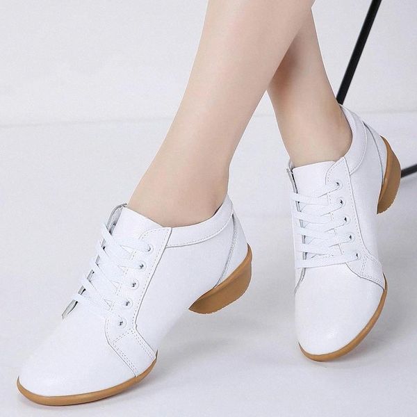 

2020 winter women platform shoes female genuine leather lace up flat oxfords shoes for women middle heel dance shoes #or5x