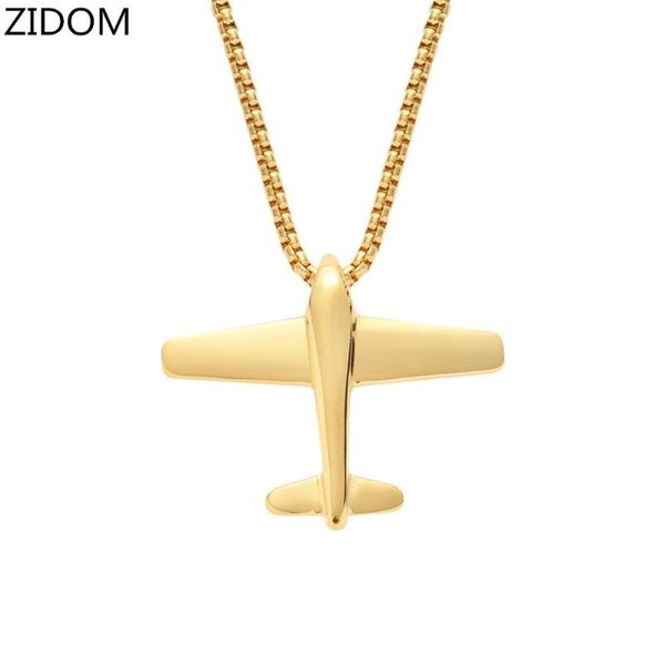 

men hip hop airplane pendant necklace stainless steel never fade male charm pendants necklace hiphop jewelry gifts, Silver