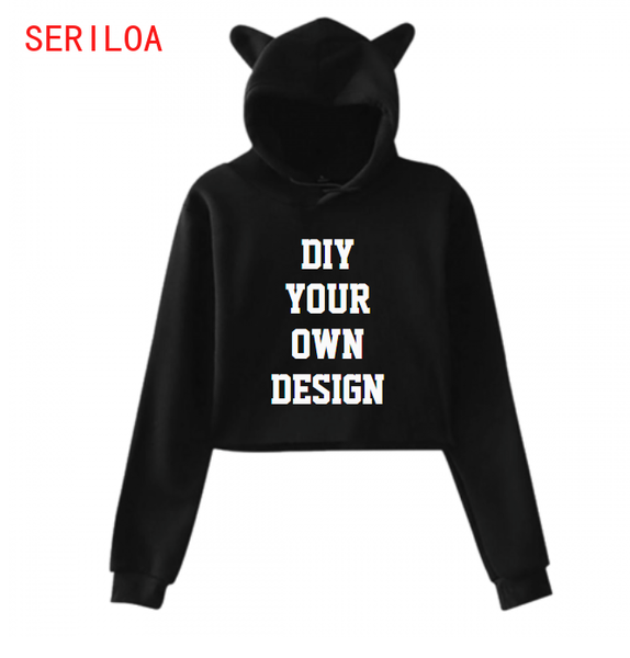 

пользовательские уха cat cute hoodie pullovers diy женская толстовка толстовые толстовые толстовые толстовки печать логотип / текст / фото