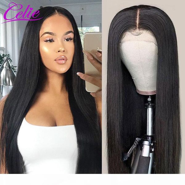 

celie human hair wigs for women straight lace front wig pre plucked lace wigs straight lace front human hair wig 4x4 closure wig, Black