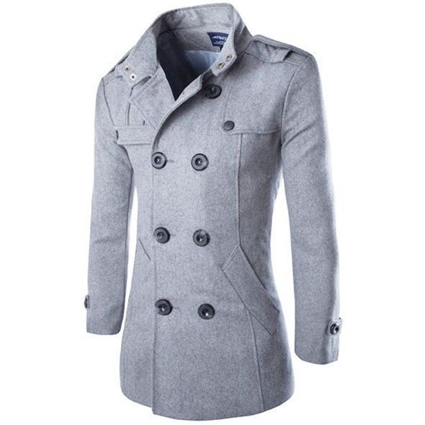 

greatcoat men worsted coat black gray overcoat wool overcoat with split hem fashion goth steampunk christmas coats