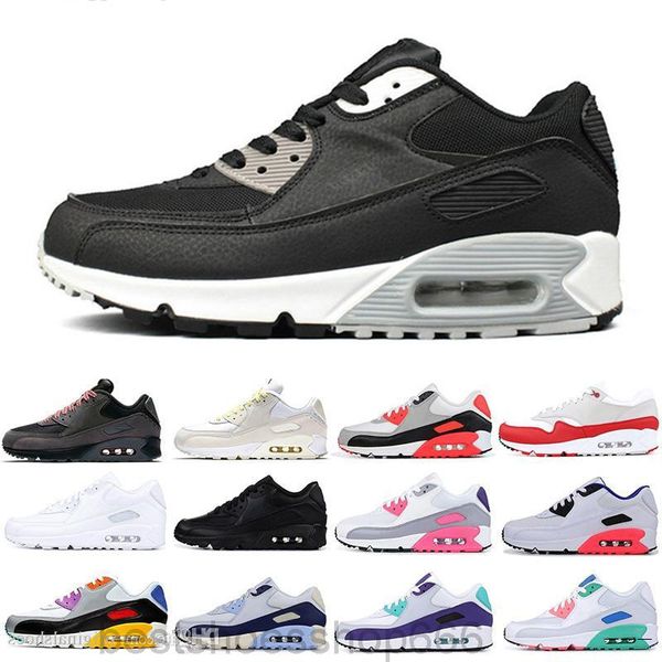 

new men womens shoes classic 90 men and women casual shoes black red white sports trainer air cushion surface breathable sports shoes lpo2, White;red