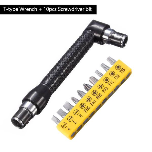 

dual head l-shaped mini socket wrench 1/4" 6.35mm screwdriver bits key utility tool and screwdriver bit drill set