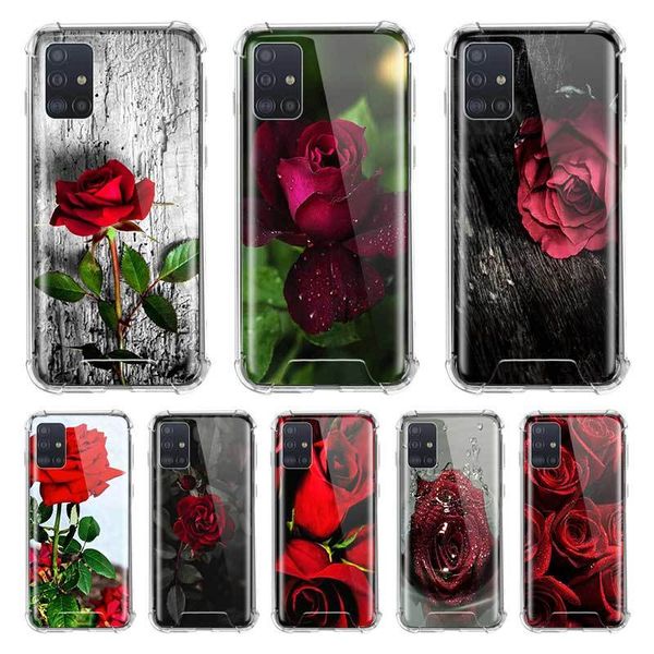 

розы art красный чехол для samsung galaxy a51 a71 m51 m31 m21 a41 a42 a31 5g a21s a11 подушка мобильный телефон fall обложка shell