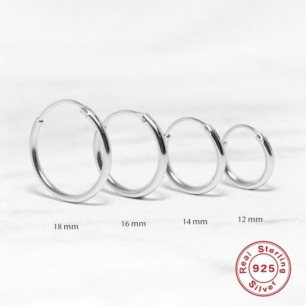 

gs 925 sterling silver gold circle hoop earrings for women birthday party simple noble silver fine jewelry gift 12/14/16/18mm, Golden;silver