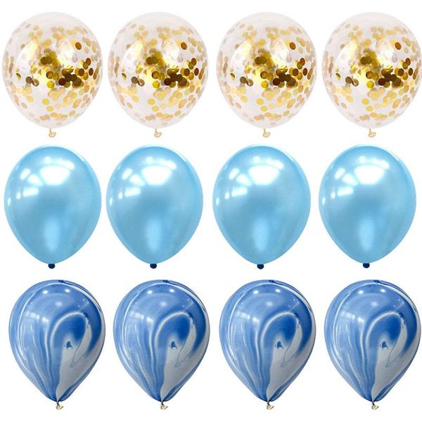

12inch blue latex balloons bouquet marble gold confetti balloons wedding baby shower birthday party decoration party supplies wmtwhf