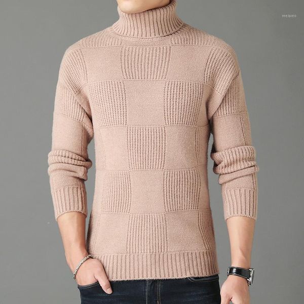 

2021 men's autumn and winter new style long-sleeved fashion casual slim-fit sweater youth turtleneck sweater1, White;black