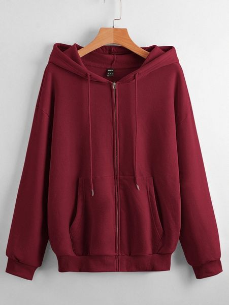 

drop shoulder zip up hoodie p4me#, White;black