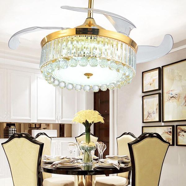 

electric fans led light crystal ceiling modern luxury decorative fan lamp living room with 1