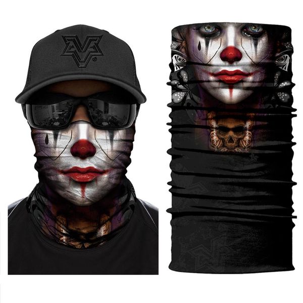 

мужская лучшая бандана печатная джокер клоун труба шарф шере на гетре велосипед пешие прогулки велосипед половина лицевой маска оголовье лет, Black