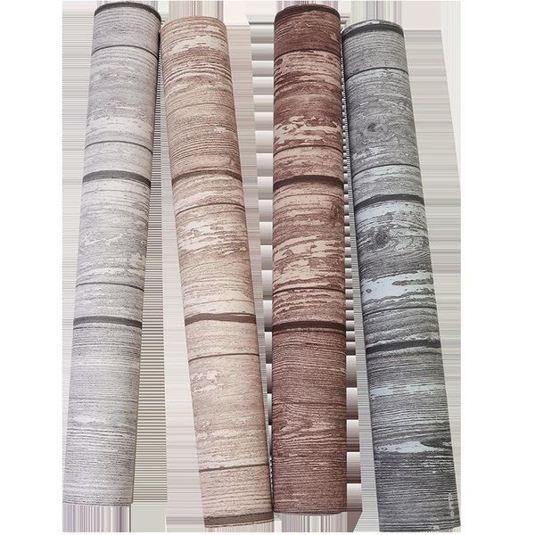 

retro nostalgic 3d grey antique wood wallpaper living room nordic style wallpaper