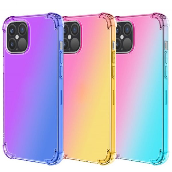 

gradient dual color transparent tpu+pc cases shockproof phone case for iphone 12 11 pro max xr xs 8 plus