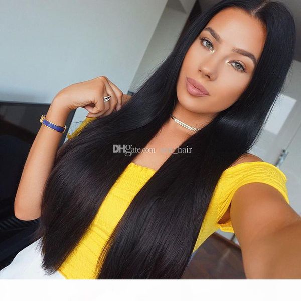 

unprocessed virgin brazilian hair lace front wig&glueless full lace wigs natural straight lace front human hair wigs, Black;brown