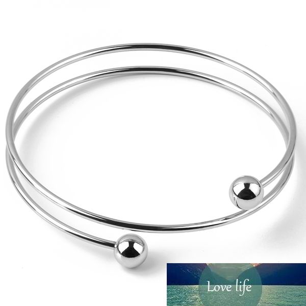 

2pcs stainless steel jewelry fashion concise bracelet diy double beads line bangle men's and women popular jewelry accessories, Black