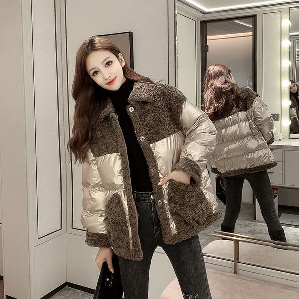 

fashion lalambswool coat women's faux fur jackets female short coat autumn and winter warm women casual woolen1, Black