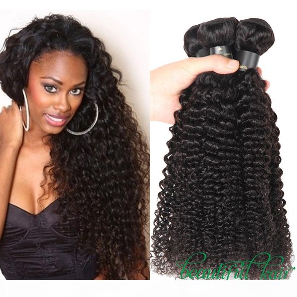 

brazilian unprocessed virgin hair bundles loose water deep natural wave afro kinky curly human hair extensions natural color 100g, Black
